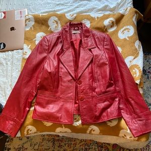 Vintage Red Leather Jacket/Blazer